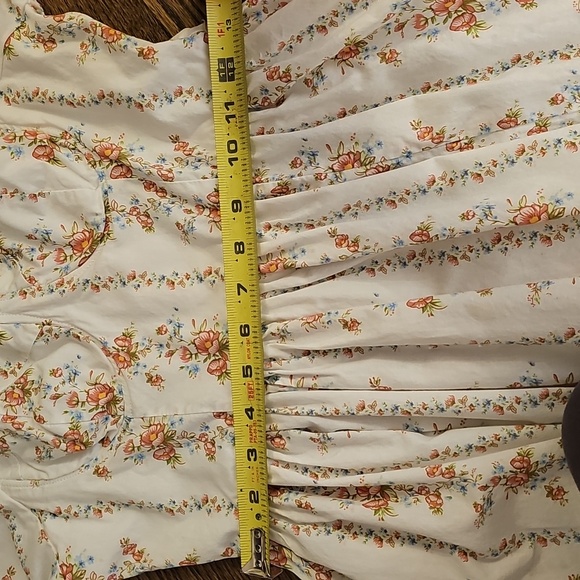 Forever 21 White Floral Cottagecore Milk Maid Midi Dress w/ Slit Size Small - Picture 10 of 10